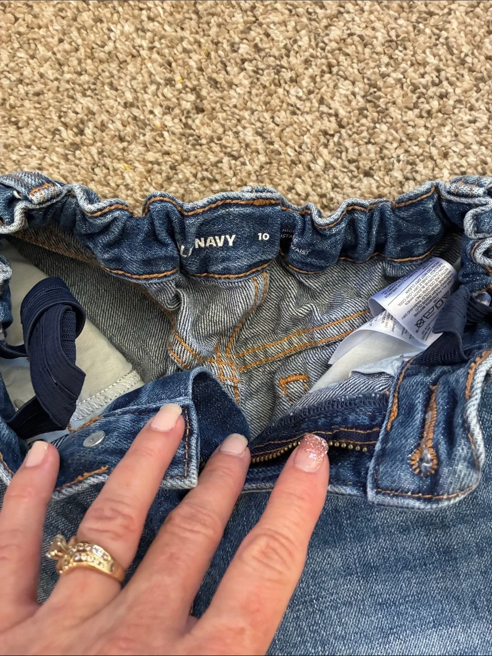Old Navy Blue Denim Girls' Lace-Trim Shorts